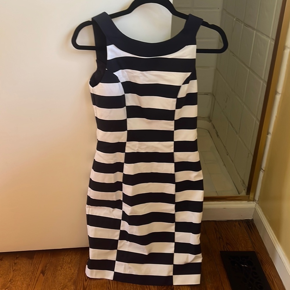 Brand new H&M summer dress .Blue/ white  stripe. Perfect for work dinner party